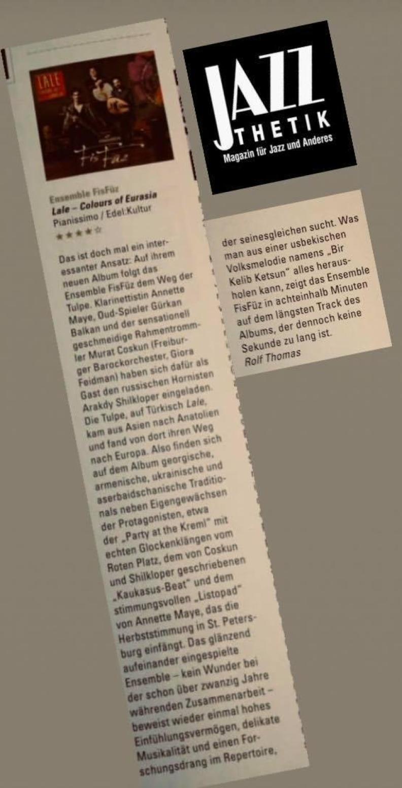 JAZZ THETIK - Magazin für Jazz und Anderes (Jan/Feb 2020) JAZZ THETIK - Magazin für Jazz und Anderes (Jan/Feb 2020)
