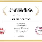 Sergiy Bolotny Master prize at the UK International Music Competition 
