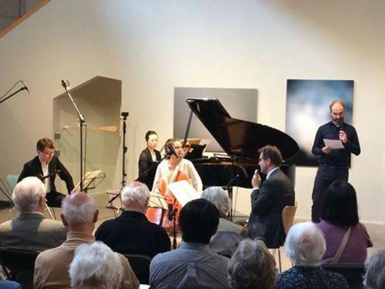 Messiaen Ensemble Sergei Bolotny violin Keiko Sakuma piano Joost van Rheden Noelle Weidman cello Museum Buitenplats 8.10.2017 foto Museum Buitenplats Messiaen Ensemble Sergei Bolotny violin Keiko Sakuma piano Joost van Rheden Noelle Weidman cello Museum Buitenplats 8.10.2017 foto Museum Buitenplats