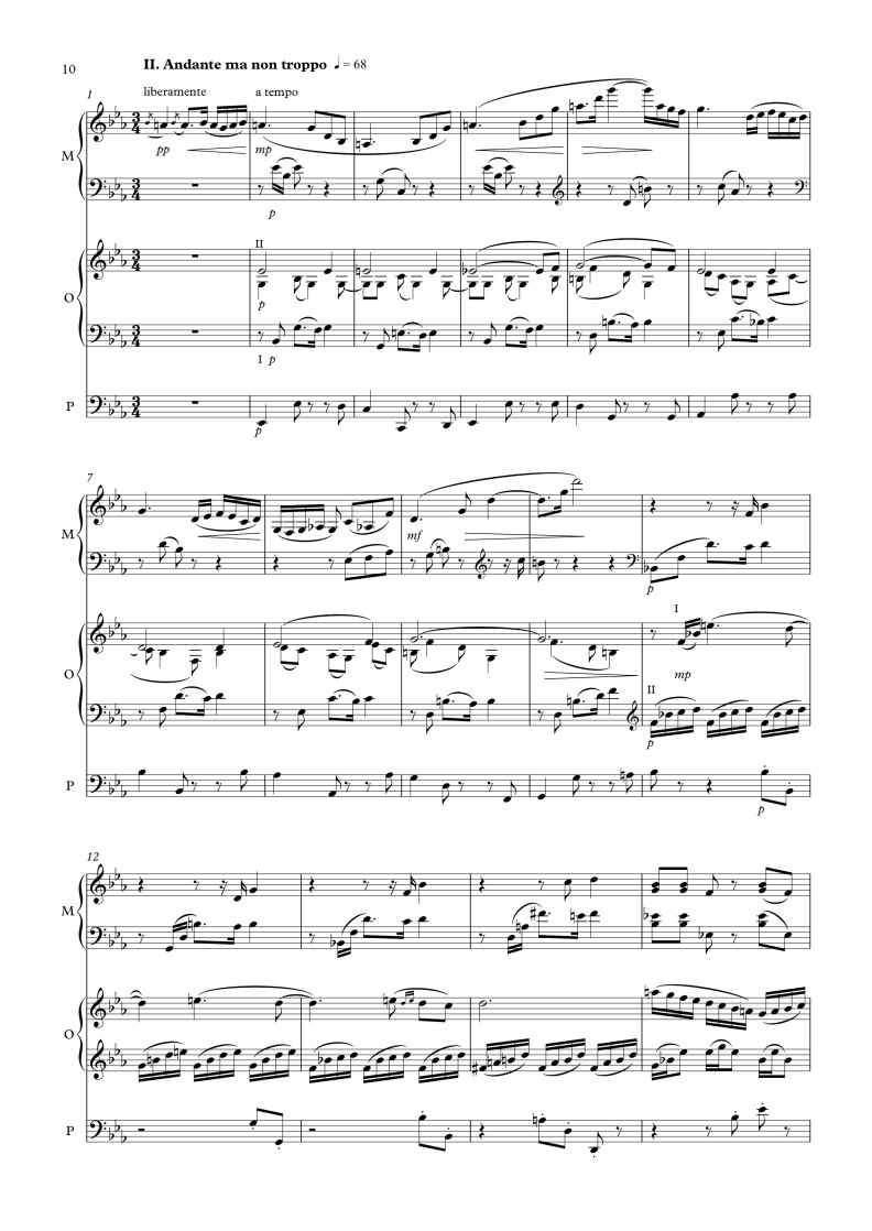 Entre nous (Marimba, Orgel), 3. Satz (Anfang)