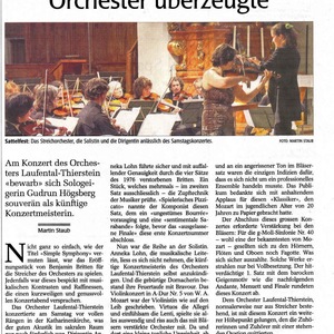 Das Violinkonzert in A-Dur Nr. 5 von W. A. Mozart war der Sologeigerin Gudrun Högsberg wie auf den Leib geschrieben.